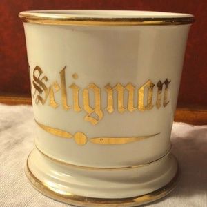Antique Personalized Old Paris Porcelain Shaving Mug - W. Seligman